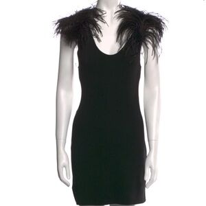 Saint Laurent Wool & Ostrich Feather Dress